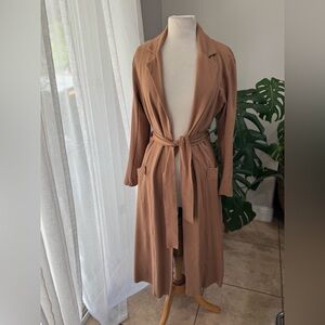 Elie‎ Tahari Long Belted Duster Coat – Camel Brown, Size M